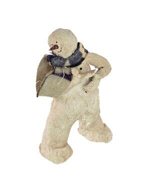 Cozy 1998 Limited Edition Snowman Standing Figurine Primitive Folk Art Scarf